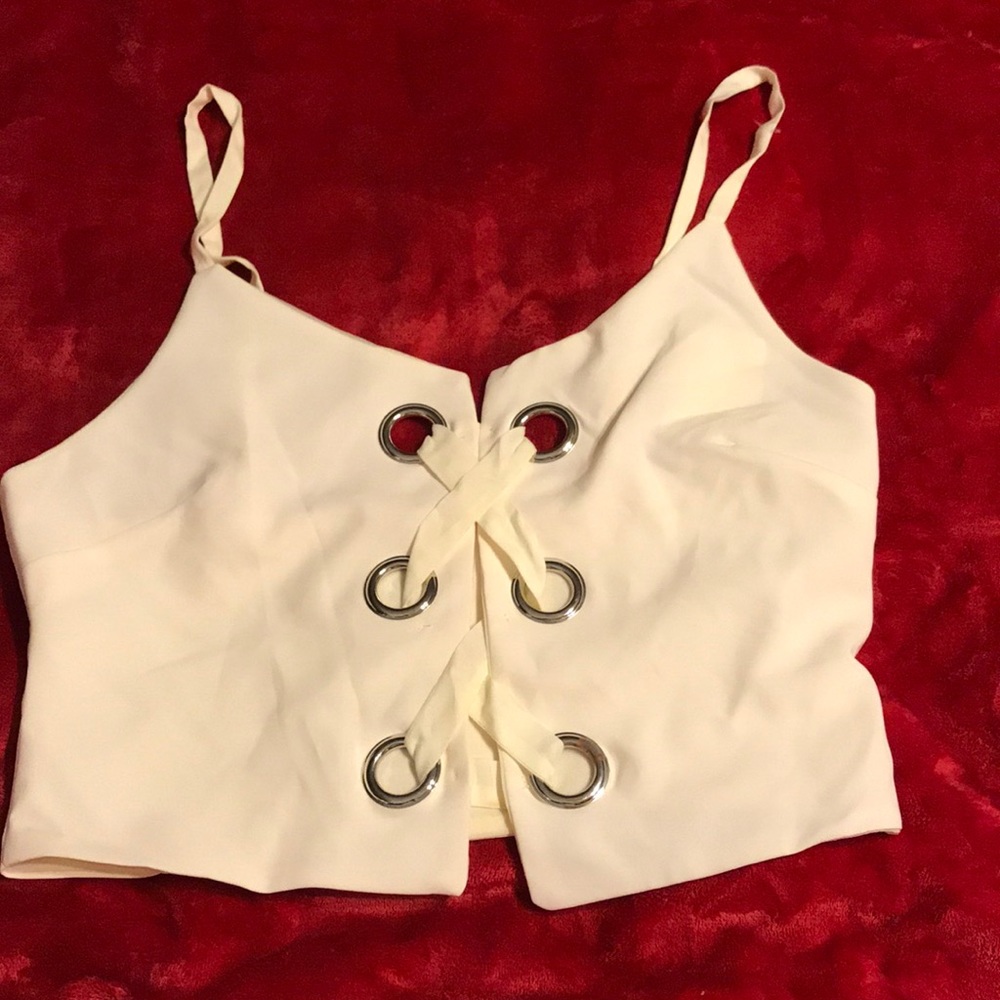 Ivory lace-up camisole